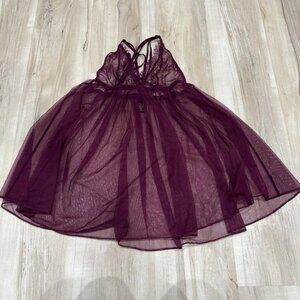 womens‎ victoria's secret Burgundy Red Lingerie Dress Sheer Medium M